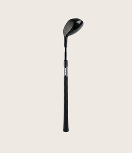 Toddler, black adjustable golf driver club. Studio shot on an off-white background. Mini Hoshi branded golf club.
